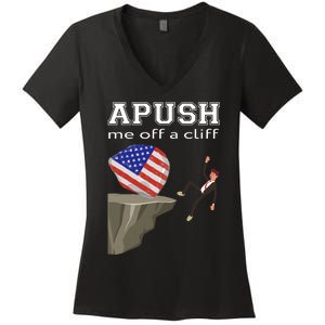 Apush Me Off A Cliff 2024 Ap Exam For Students Funny Trendy Women's V-Neck T-Shirt