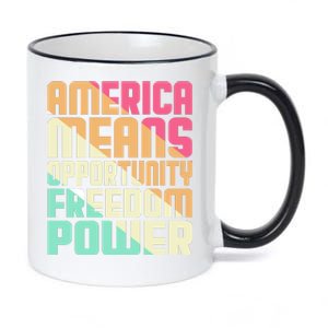 America Means Opportunity Freedom Power 11oz Black Color Changing Mug