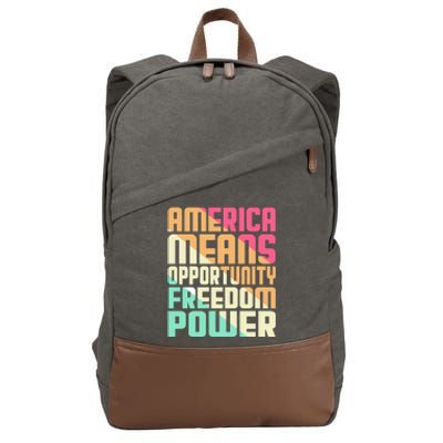 America Means Opportunity Freedom Power Cotton Canvas Backpack