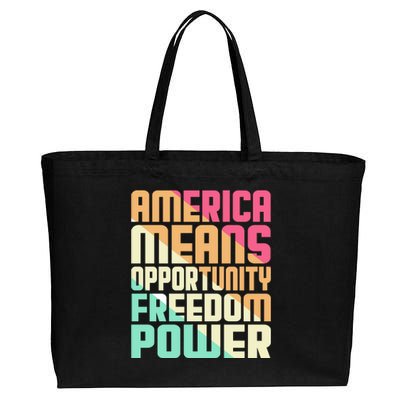 America Means Opportunity Freedom Power Cotton Canvas Jumbo Tote