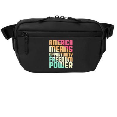 America Means Opportunity Freedom Power Crossbody Pack