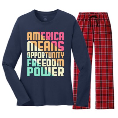 America Means Opportunity Freedom Power Women's Long Sleeve Flannel Pajama Set 