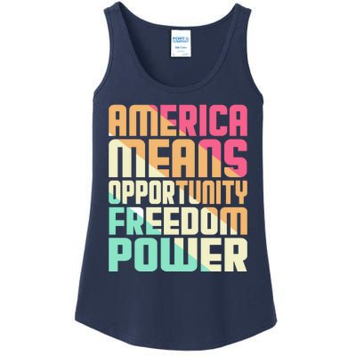 America Means Opportunity Freedom Power Ladies Essential Tank