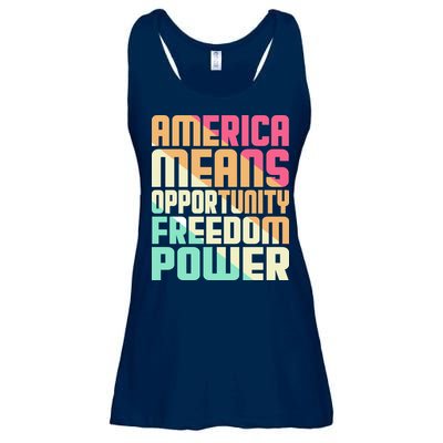 America Means Opportunity Freedom Power Ladies Essential Flowy Tank
