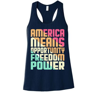 America Means Opportunity Freedom Power Womens Tank Top