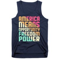 America Means Opportunity Freedom Power Tank Top