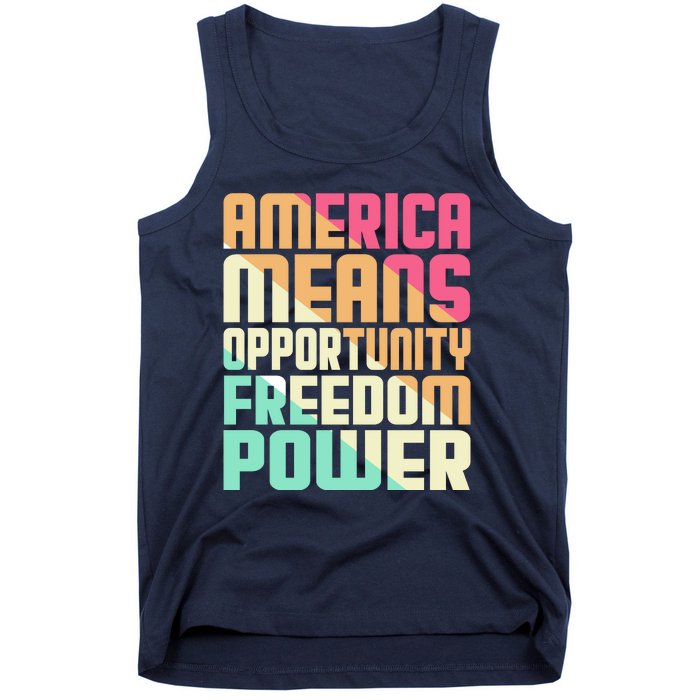 America Means Opportunity Freedom Power Tank Top