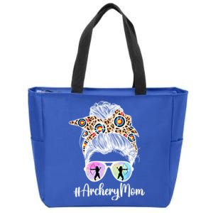 Archery Mom Of An Archer Mama Messy Bun Archery Mother Gift Zip Tote Bag