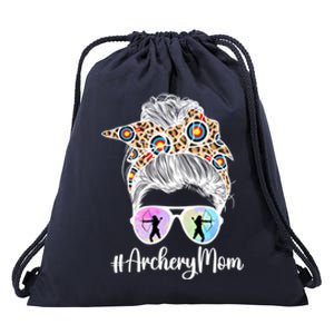 Archery Mom Of An Archer Mama Messy Bun Archery Mother Gift Drawstring Bag