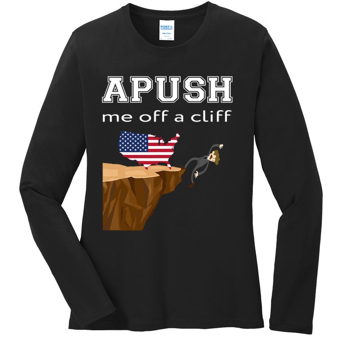 Apush Me Off A Cliff 2024 Ap Exam For Students Funny Trendy Ladies Long Sleeve Shirt