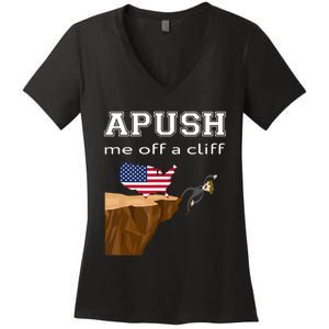 Apush Me Off A Cliff 2024 Ap Exam For Students Funny Trendy Women's V-Neck T-Shirt