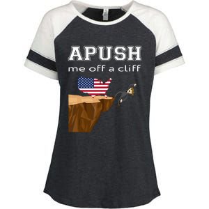 Apush Me Off A Cliff 2024 Ap Exam For Students Funny Trendy Enza Ladies Jersey Colorblock Tee