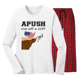 Apush Me Off A Cliff 2024 Ap Exam For Students Funny Trendy Women's Long Sleeve Flannel Pajama Set 