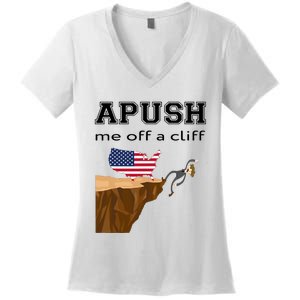 Apush Me Off A Cliff 2024 Ap Exam For Students Funny Trendy Women's V-Neck T-Shirt