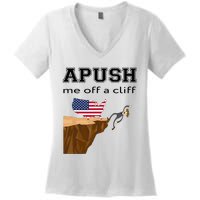 Apush Me Off A Cliff 2024 Ap Exam For Students Funny Trendy Women's V-Neck T-Shirt