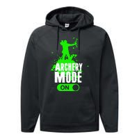 Archery Mode On Cool Hunting Bow Arrow Archer Performance Fleece Hoodie