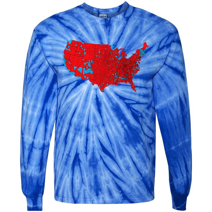 Accurate Map Of 2024 Election Results Tie-Dye Long Sleeve Shirt