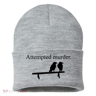 Attempted Murder Of Crows Funny Sustainable Knit Beanie