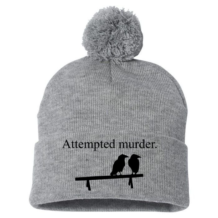 Attempted Murder Of Crows Funny Pom Pom 12in Knit Beanie