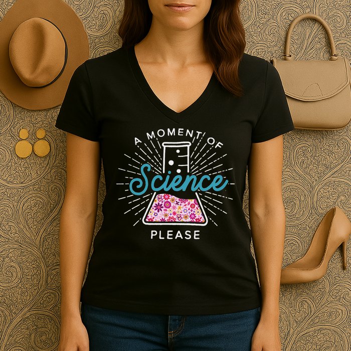A Moment Of Science Please Scientist Science Teacher Gift Women's V-Neck T-Shirt