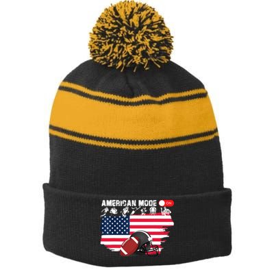 American Mode ON, American Football Stripe Pom Pom Beanie