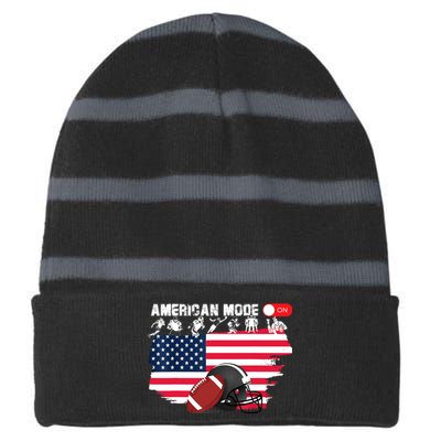 American Mode ON, American Football Striped Beanie with Solid Band