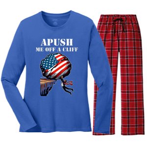 Apush Me Off A Cliff 2024 Ap Us History Women's Long Sleeve Flannel Pajama Set 