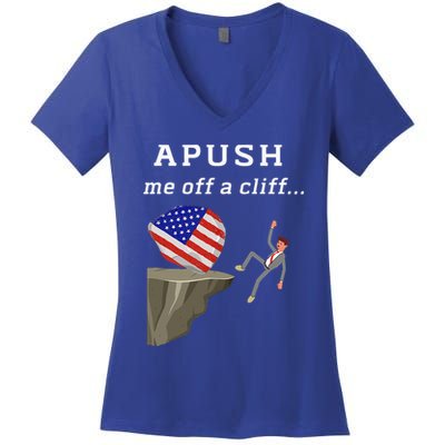Apush Me Off A Cliff 2024 Ap Exam For Students Women's V-Neck T-Shirt