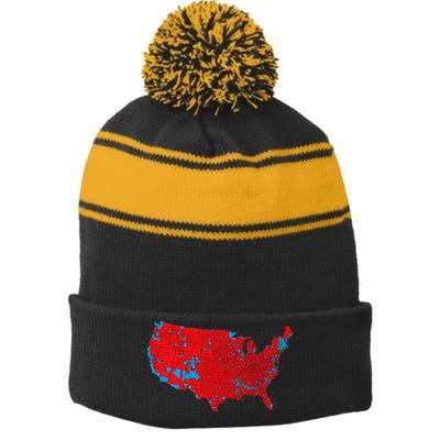 Accurate Map Of 2024 Election Results Stripe Pom Pom Beanie