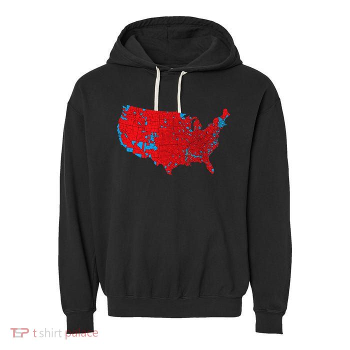 Accurate Map Of 2024 Election Results Garment-Dyed Fleece Hoodie