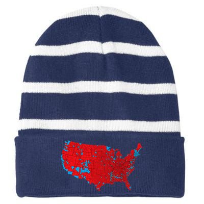 Accurate Map Of 2024 Election Results Striped Beanie with Solid Band