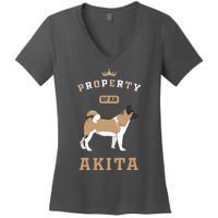 Akita Mom Or Akita Dad For Japanese Akita Or American Akita Women's V-Neck T-Shirt