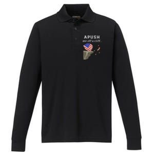 Apush Me Off A Cliff 2024 Ap Exam For Students Funny Trendy Performance Long Sleeve Polo