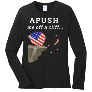 Apush Me Off A Cliff 2024 Ap Exam For Students Funny Trendy Ladies Long Sleeve Shirt