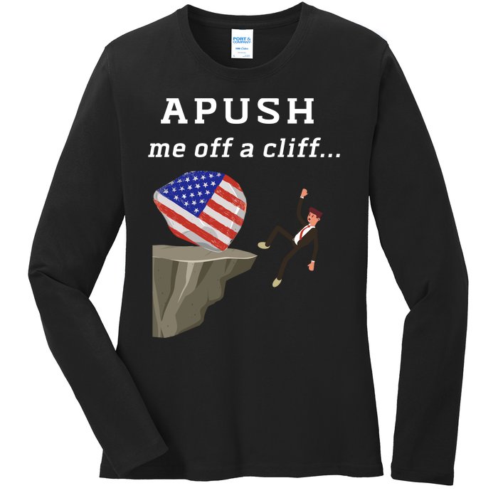 Apush Me Off A Cliff 2024 Ap Exam For Students Funny Trendy Ladies Long Sleeve Shirt