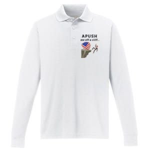 Apush Me Off A Cliff 2024 Ap Exam For Students Funny Trendy Performance Long Sleeve Polo