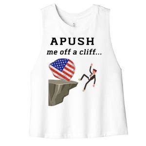 Apush Me Off A Cliff 2024 Ap Exam For Students Funny Trendy Women's Racerback Cropped Tank