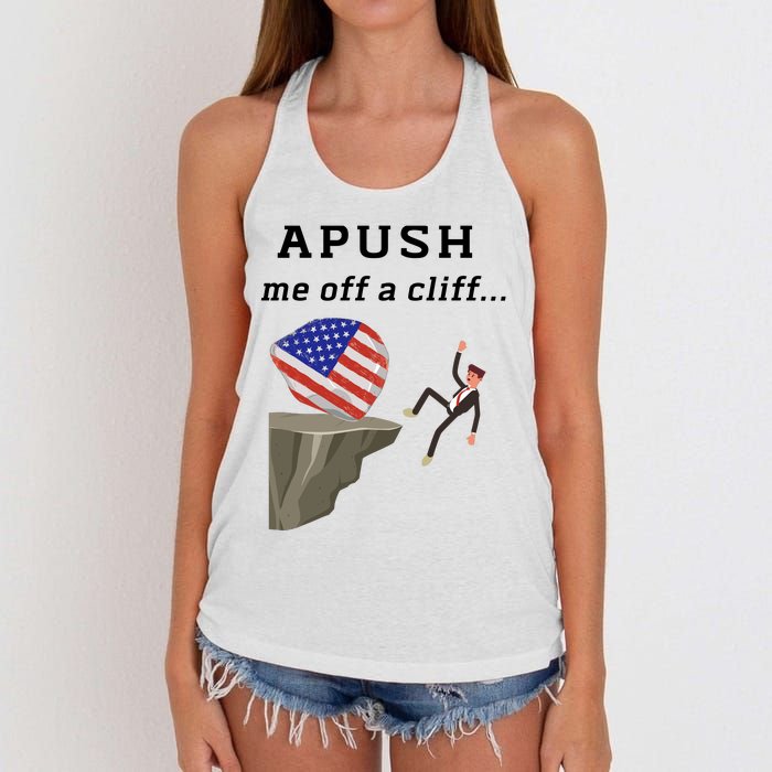 Apush Me Off A Cliff 2024 Ap Exam For Students Funny Trendy Women's Knotted Racerback Tank