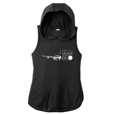 Airplane Mode On Ladies PosiCharge Tri-Blend Wicking Draft Hoodie Tank