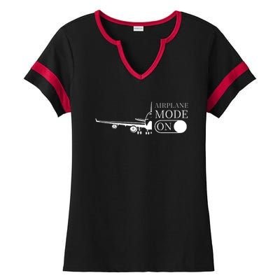 Airplane Mode On Ladies Halftime Notch Neck Tee