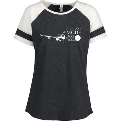 Airplane Mode On Enza Ladies Jersey Colorblock Tee