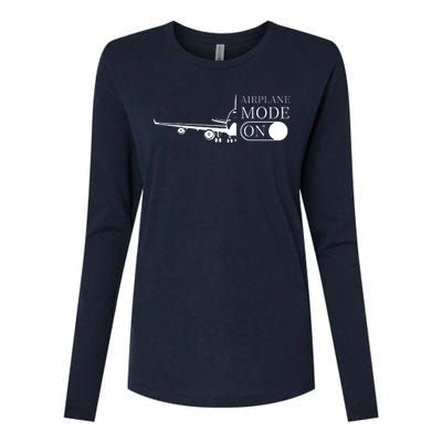 Airplane Mode On Womens Cotton Relaxed Long Sleeve T-Shirt