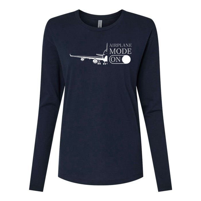 Airplane Mode On Womens Cotton Relaxed Long Sleeve T-Shirt