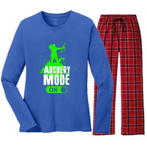 Archery Mode On Cool Hunting Bow Arrow Archer Gift Women's Long Sleeve Flannel Pajama Set 