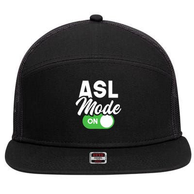 Asl Mode On Interpreter Translator Hand Sign Language 7 Panel Mesh Trucker Snapback Hat