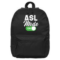 Asl Mode On Interpreter Translator Hand Sign Language 16 in Basic Backpack