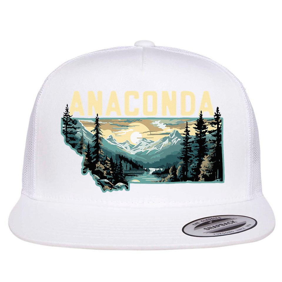 Anaconda Montana Outdoor Art Retro Hiking Flat Bill Trucker Hat