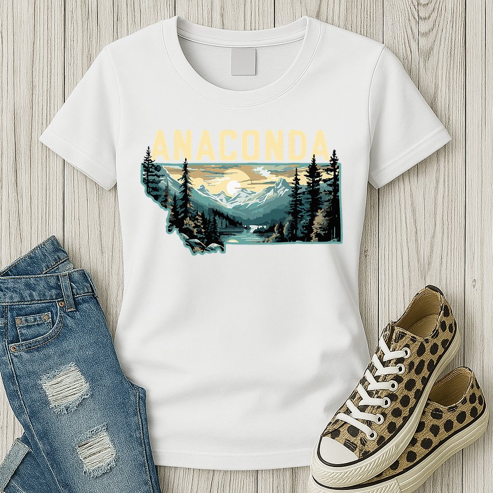 Anaconda Montana Outdoor Art Retro Hiking Womens T-Shirt