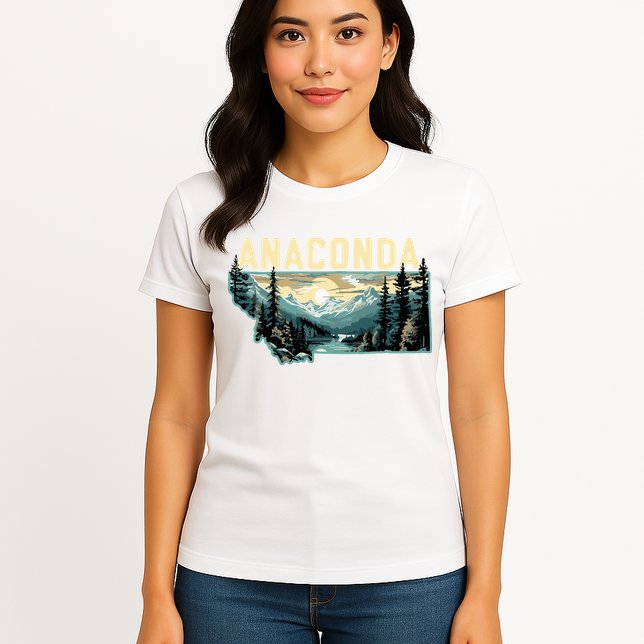 Anaconda Montana Outdoor Art Retro Hiking Womens T-Shirt