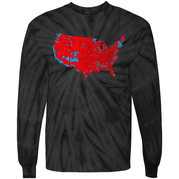 Accurate Map Of 2024 Election Results Tie-Dye Long Sleeve Shirt